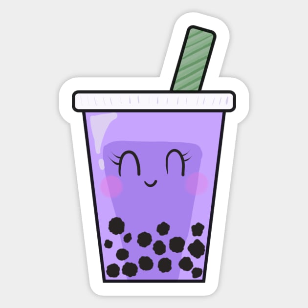 Kawaii Boba Taro Bubble Tea Ube Purple Yam Sticker by kristinedesigns